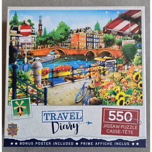 MasterPieces Travel Diary Amsterdam 550 pc Hiro Tanakawa Complete Canal Boat
